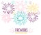 Fireworks collection isolated on white background. Colorful festive firework background. Vector illustration