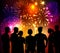 Fireworks And Crowd Background