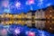 Fireworks display over the Alesund town in Norway