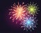 Fireworks explosioms greeting card background Happy New Year