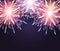 Fireworks explosioms greeting card Happy New Year violet