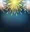 Fireworks explosions blue green on a greeting card to the Happy New Year blank