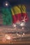 Fireworks and flag of Benin