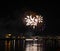 Fireworks of Golden hedgehog balls with cute purple droplets of