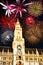 Fireworks at the illuminated Town Hall of Munich