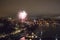 Fireworks at Kungsholmen waterfront at night, Stockholm, Sweden