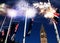 fireworks over Big Ben - new year celebrations in London, UK