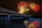 Fireworks over bridge over Hickory Pass leading to the ocean in Bonita Springs