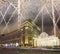 Fireworks over the Christmas and New Year holidays illumination and Four Seasons Hotel Moscow at night. Russia,