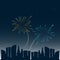 Fireworks over the city. vector illustration