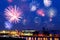 Fireworks over Saint Petersburg downtown Russia