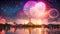Fireworks over Wat Arun temple, bangkok, thailand, Beautiful firework show for celebration with blur bokeh light over Phra Nakhon
