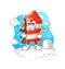 Fireworks rocket soldier in winter. character mascot vector