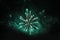 Fireworks. Salute. Sky background Amazing extravaganza of green sparkling lights in the night sky during the New Year and