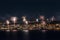 Fireworks at seaside panorama view
