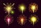 Fireworks set. Colorful bright festive realistic vector fireworks illustration. New Year Christmas firework explosion