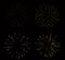 Fireworks set gold. Beautiful golden fireworks on black background. Bright decoration Christmas card, Happy New Year