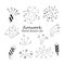 fireworks set hand drawn doodle. , minimalism, monochrome. icon, sticker. celebration, new year, independence day