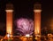 Fireworks show in night. Barcelona, Spain