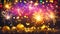 Fireworks sparkling stick, New Year Background with Fireworks and Confetti