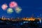 Fireworks spread above The Grand Palace, Bangkok