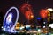 Fireworks Stock Image and Blurred Ferris Wheel