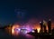 Fireworks in Trakai, Lithuania. Trakai Castle at night - Island castle in Trakai is a museum and a cultural center, Lithuania. Fir