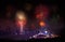 Fireworks in Urban City, Chao Phraya River, Bangkok,Thailand.