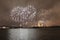 Fireworks in the water area of the Neva River near the Peter and Paul Cathedral on Christmas night