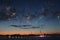 Fireworks in the water area rivers of the Neva River, during holiday of the `day of graduates` Petersburg schools Scarlet-Sails