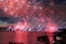 Fireworks in the water area rivers of the Neva River, during holiday of the `day of graduates` Petersburg schools Scarlet-Sails