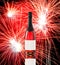 Fireworks and wine bottle