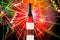 Fireworks and wine bottle