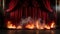 Firey Stage with Red Velvet Curtains On Fire. Generative AI