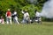 Firing a cannon at a War of 1812 re-enactment