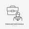 Firm and individuals flat line icon. Businessman with briefcase sign, business illustration. Thin linear logo for legal