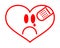 First Aid Band Cushioned Plaster Strip Medical Patch glued on red vector heart. Heart broken, Love and Valentines day concept