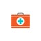First aid box solid icon, medical case and bag