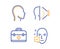 First aid, Face id and Head icons set. Face accepted sign. Medicine case, Phone scanning, Human profile. Vector