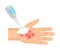 First Aid for Hand with Ambustion or Burn on the Skin Vector Illustration