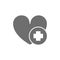 First aid for heart attack grey icon.