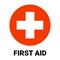 First aid icon symbol. Vector green cross safety medic treatment ambulance first aid help