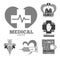 First aid or injury care medical center and family doctor isolated icons