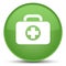 First aid kit bag icon special soft green round button