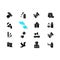 First aid kit black glyph icons set on white space