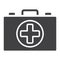 First aid kit box glyph icon, medicine