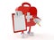 First aid kit character with blank clipboard