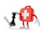 First aid kit character playing chess