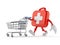 First aid kit character with shopping cart