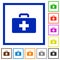 First aid kit flat framed icons